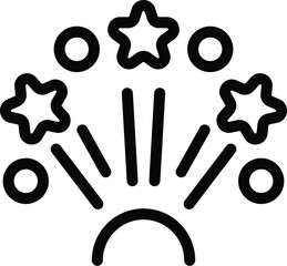 Black and white illustration of a firework burst, ideal for celebrations and festive designs