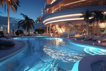 Fototapeta premium swimming pool at night