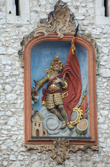 Statue of Florian at Saint Florian Gate in Krakow, Poland