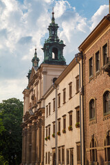 Scenic view of Saint Anne Church and Anne Street in Krakow, Poland