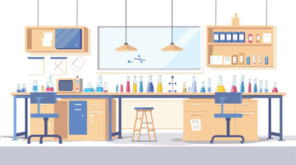 Chemistry classroom school lab with glass tubes equip