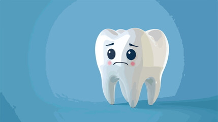 Cute pensive tooth. Funny thoughtful mascot or symbol