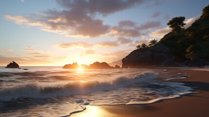 Naklejka premium Capture the beauty of a beach sunset
