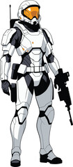 Vector of a futuristic sci-fi robotic soldier