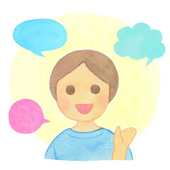 元気に話す男の子・男性