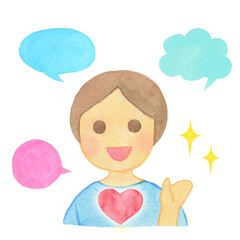 元気に話す男の子・男性