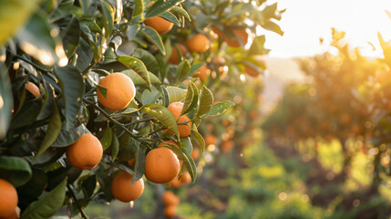 View of orange trees on farm