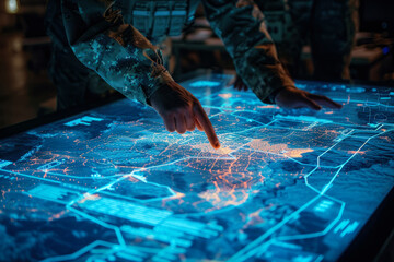 Touching points on an illuminated tactical map