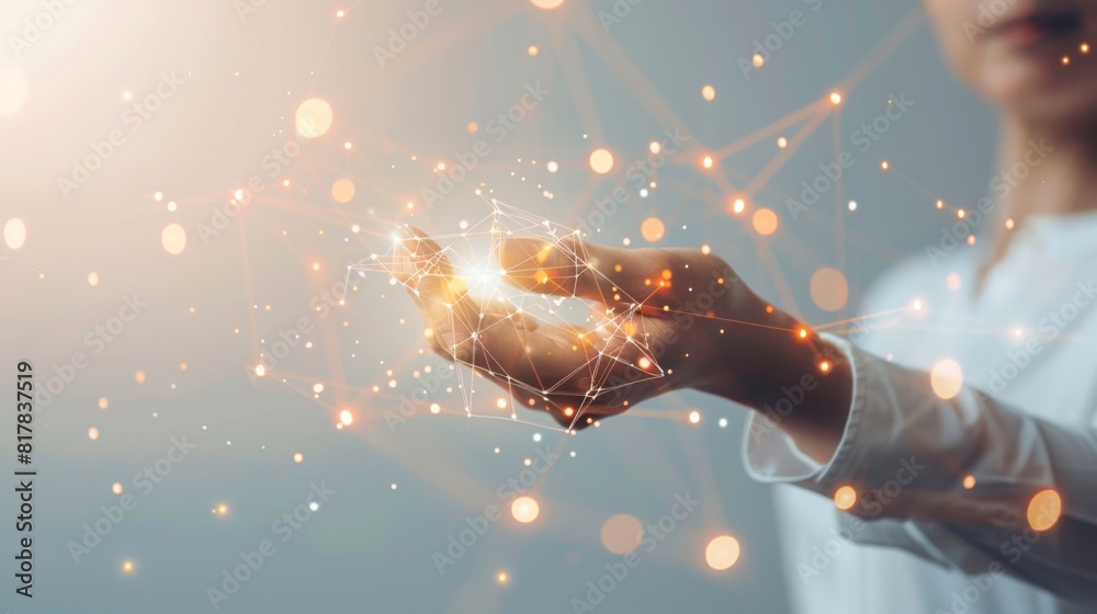 Leinwandbilder businessman hand touching of digital data network transformation for next generation technology on c