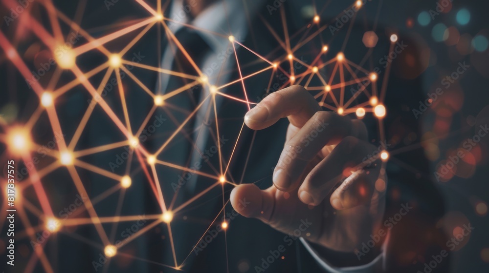 Leinwandbilder businessman hand touching of digital data network transformation for next generation technology on c