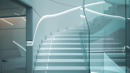 Obraz premium Ascending to Innovation: A Modern Staircase Design Evoking Elegance and Progress, Captured in the Architectural Symmetry of 4644D
