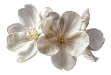 Elegant white blossoms, cut out - stock png.