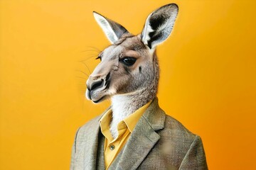 Kangaroo Head on Business Suit Person