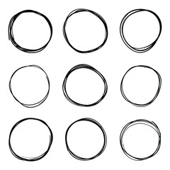 Circle line sketch icon in hand drawn style. Circular scribble doodle vector illustration on isolated background. Pencil or pen bubble sign business concept.