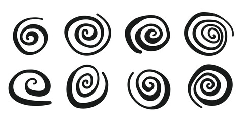 Swirl icon in hand drawn style. Handmade doodle vector illustration on isolated background. Spiral mark sign business concept.