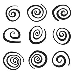 Swirl icon in hand drawn style. Handmade doodle vector illustration on isolated background. Spiral mark sign business concept.