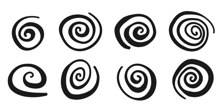 Swirl icon in hand drawn style. Handmade doodle vector illustration on isolated background. Spiral mark sign business concept.