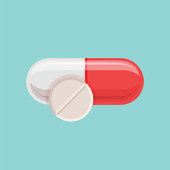 Pills capsules icon in flat style. Medical tablet vector illustration on isolated background. Healthcare drug sign business concept.