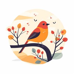 Bird songs flat design front view avian melodies theme animation Splitcomplementary color scheme