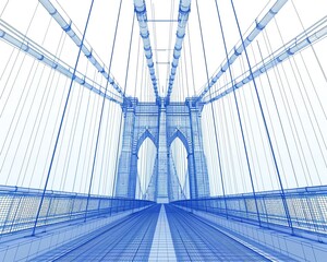 Obraz premium Create a detailed technical drawing of the Brooklyn Bridge