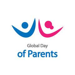 Parents Day logo of dad and mom, vector art illustration.