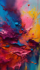 Vibrant Watercolor Art: Abstract Background with Colorful Drops, Textured Paint, and Vintage Grunge Elements"