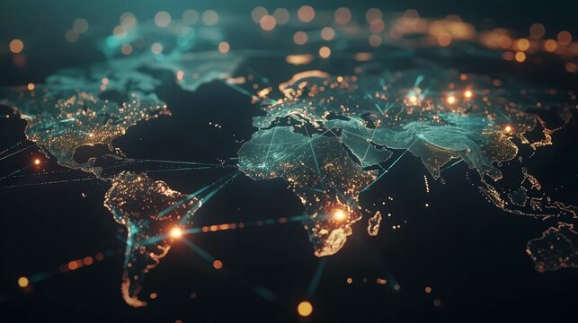 Global business expanding horizons with international CRM development, showcasing interconnected markets, diverse teams, and innovative strategies for growth and customer relationship management.