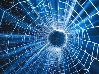 Obraz premium A journey through the vast and intricate web of the digital world, where information flows like a river of light.