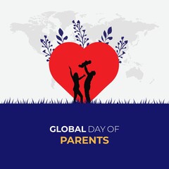 Global Day of Parents. Holiday concept. global family day. 1st June. happy parents day. Template for background with banner, card and poster. flat illustration. jpeg format.
