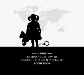 International Day of Innocent Children Victims of Aggression. June 4. Template for background with banner, card, and poster. Flat Design. Jpeg image.	
