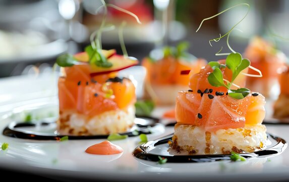 Fine dining plate of salmon tartar