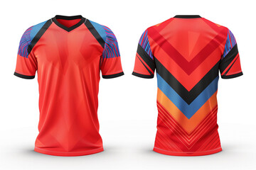 red jersey template for team club, jersey sport, front and back, Tshirt mockup sports jersey...