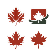 Set of Maple leaf vector logo. Forest and wood symbol sign. Nature tree logo.
