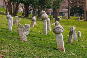 Ottoman-era graves in Sarajevo's ancient cemetery, reflecting the city's rich religious and cultural heritage.