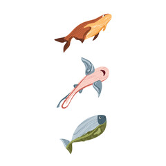 Beautiful tropical sea fish. Fish template for logo, print, notepad, poster, banner. Vector illustration in modern flat style.