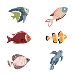 Beautiful tropical sea fish. Fish template for logo, print, notepad, poster, banner. Vector illustration in modern flat style.