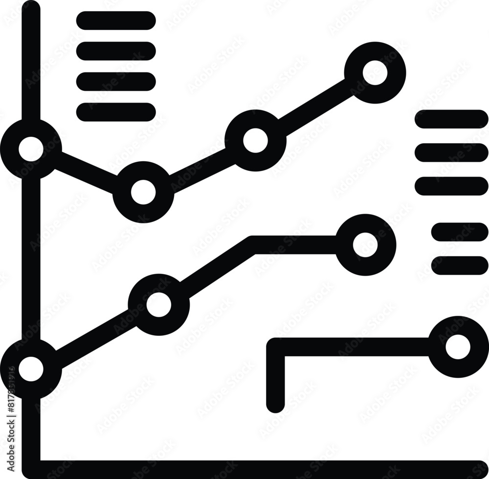Poster minimalist abstract line graph icon in simple black outline design on white background for data anal