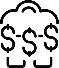 Simplistic line icon representing the cost associated with cloud services and economy