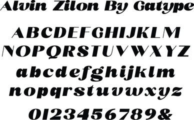 Elegant serif font alphabet typeface font number and ampersand. Typography type design trend luxury classic lettering fonts decorative vintage retro font.