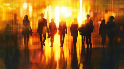 Group of business people outlines