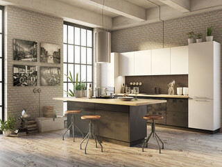 Modern kitchen in the interior