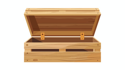 Empty wooden box with open cover. Wood crate with lid