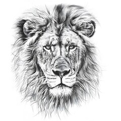 Majestic Lion Drawing on White Background