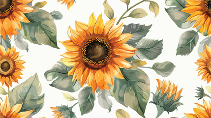 Elegant floral seamless pattern with sunflower parts.