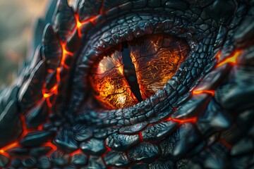 Close up of dragon eye in red