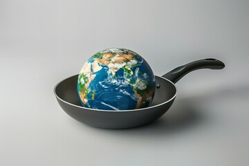 Pan with a globe on a table