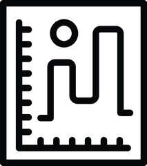 Black and white icon of a stylized person chart on graph background suitable for various uses