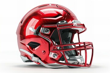 A red football helmet on a white background