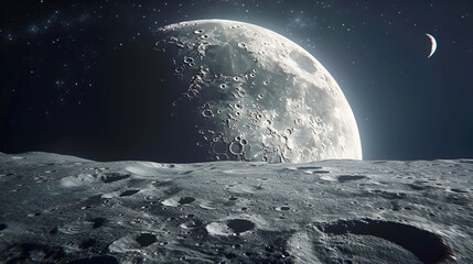 Beautiful illustration of the Moon in space