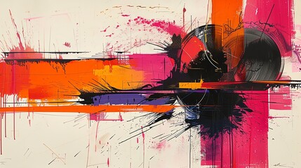 Dynamic abstract scribbles, bold lines and vivid colors with a sense of movement